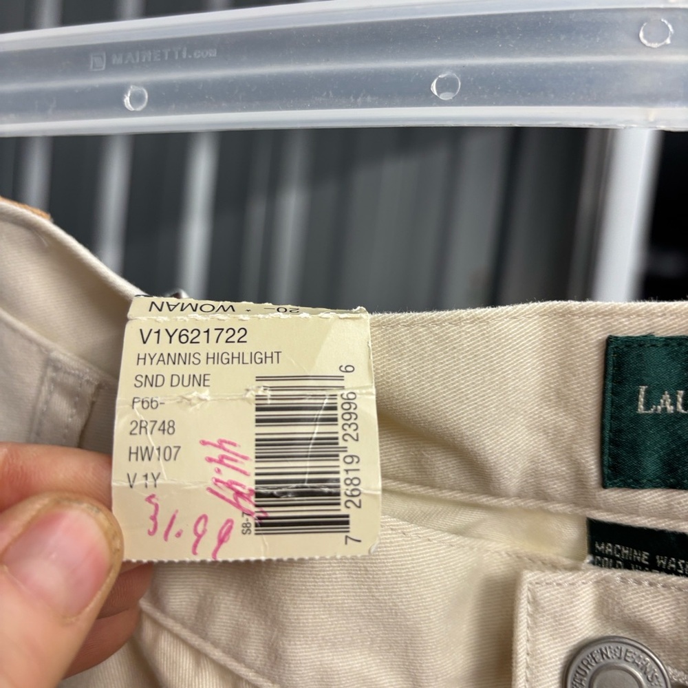 NWT Lauren Ralph Lauren Hyannis Highlight Women's Cream Sand Dune Capris 20W - Picture 3 of 16